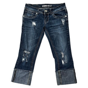 Hydraulic Y2K Low Rise Embellished Distressed Cuffed Capri Size 9/ 10‎ Edgy Glam